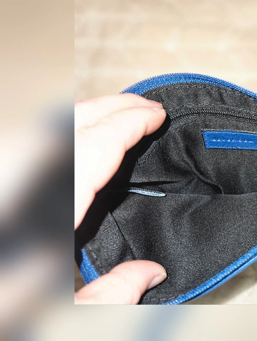 Levenger Navy Blue Pebbled Leather Wristlet